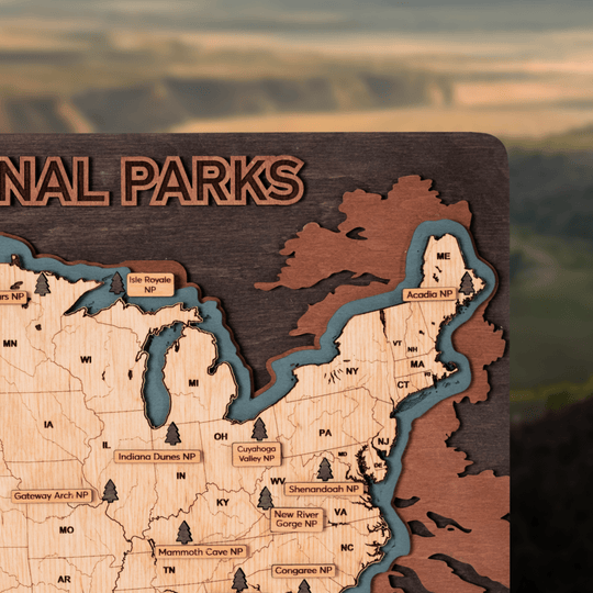 NATIONAL PARKS 3D WOOD MAP - ZeWood