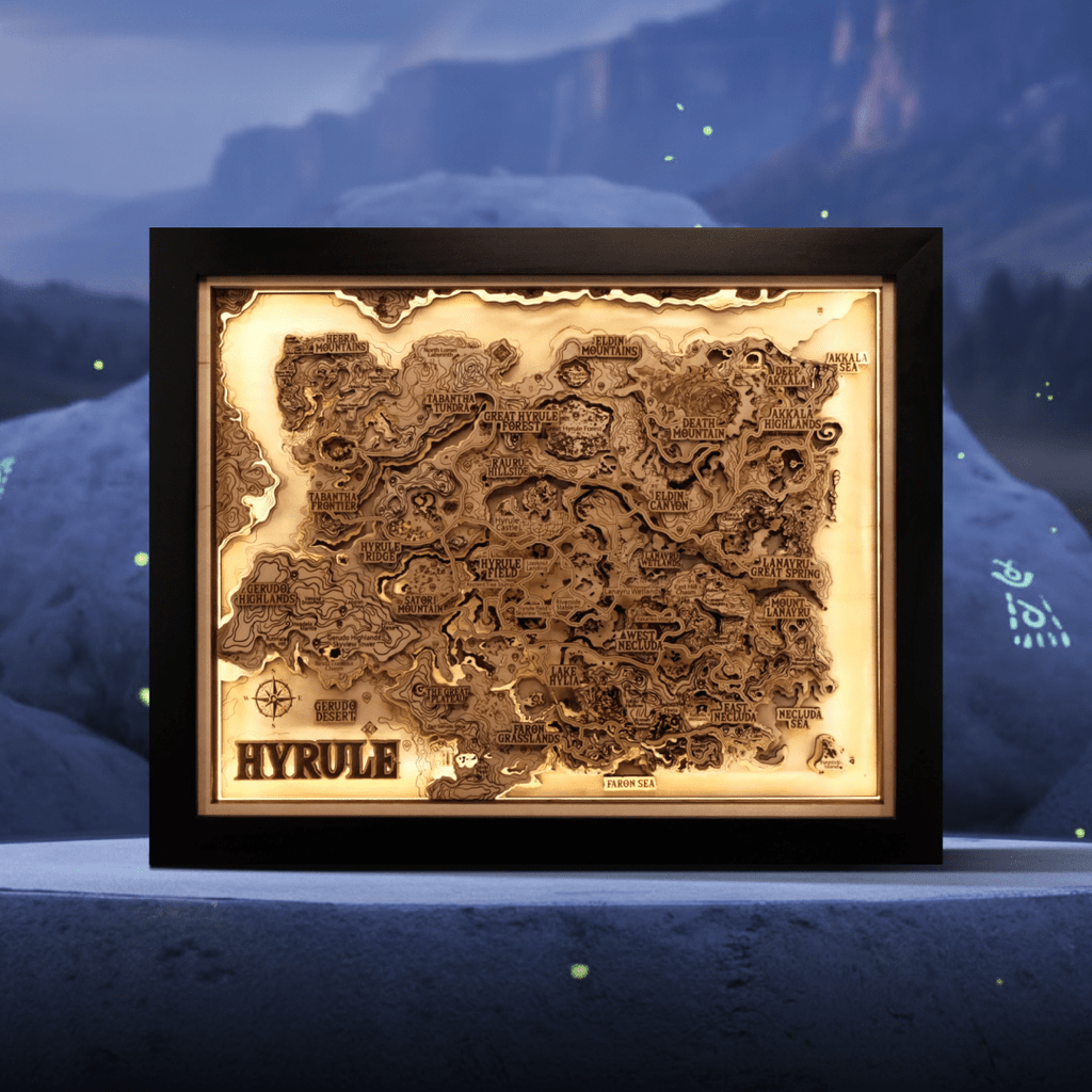 Hyrule 3D Wood Map with Light – Zelda Wall Art – ZeWood
