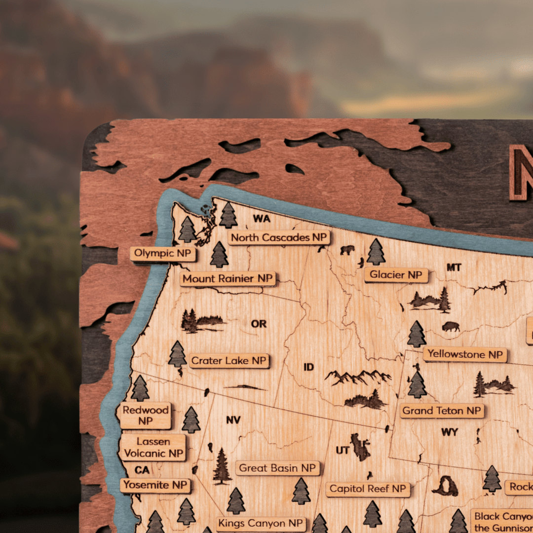 NATIONAL PARKS 3D WOOD MAP - ZeWood