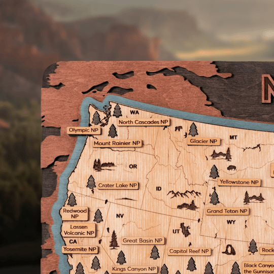 NATIONAL PARKS 3D WOOD MAP - ZeWood