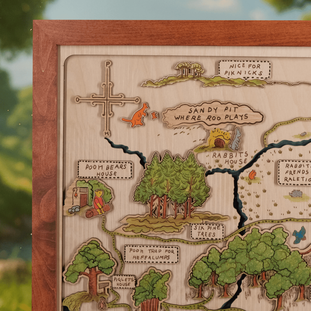 WINNIE THE POOH 3D WOOD MAP - ZeWood