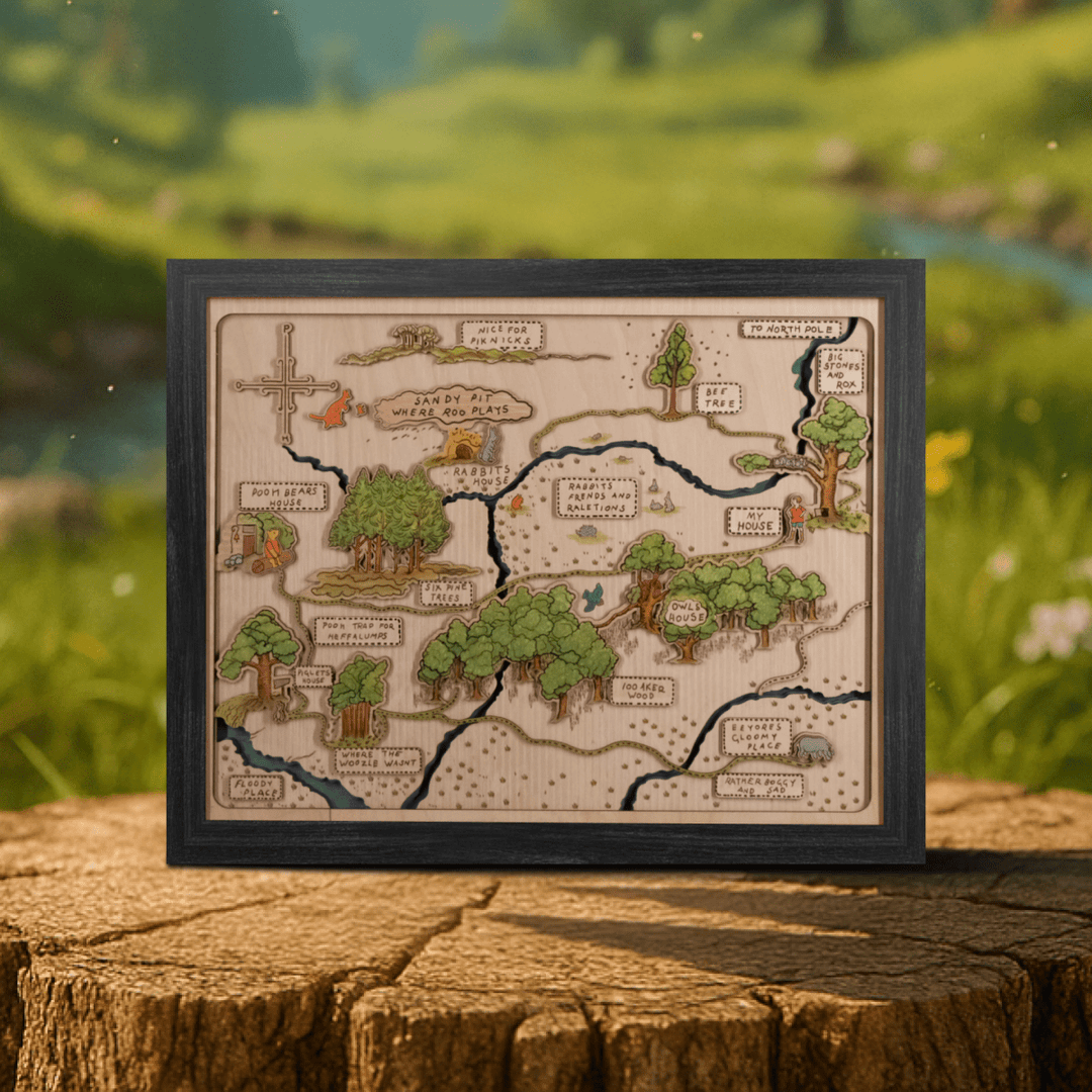 WINNIE THE POOH 3D WOOD MAP - ZeWood