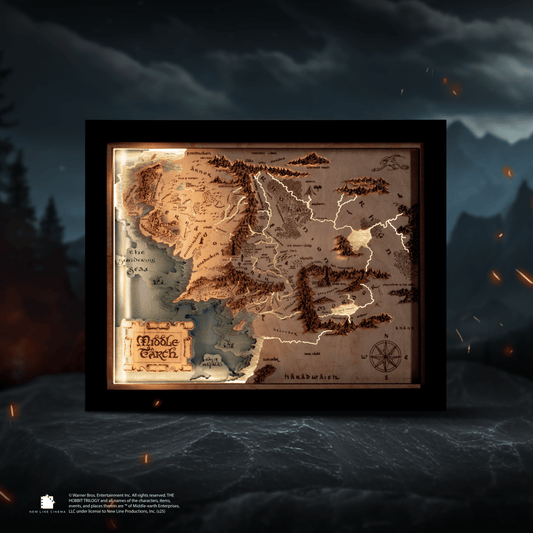 MIDDLE - EARTH™ 3D WOOD MAP WITH LIGHTING - A Legendary Wood Anniversary Gift - ZeWood