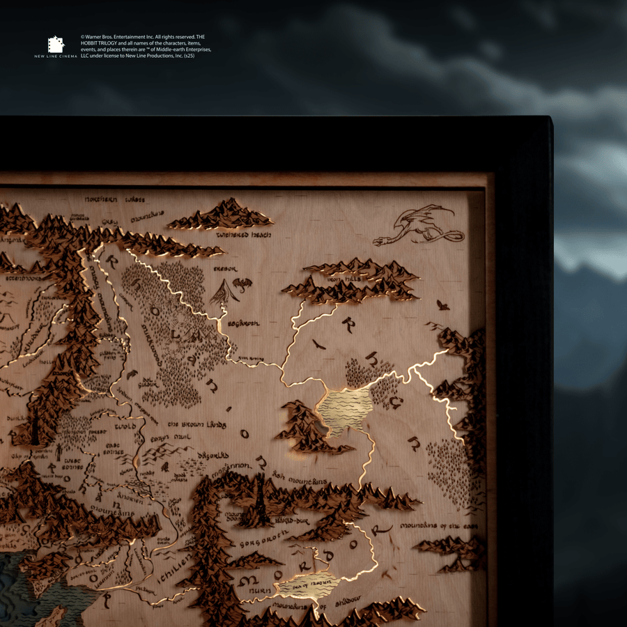 Lord of the Rings Wooden Map – Backlit & Framed – ZeWood