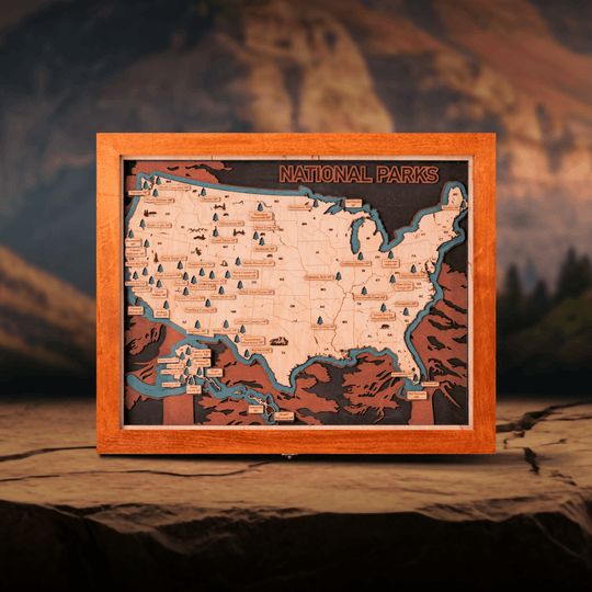 US 3D WOOD MAP OF NATIONAL PARKS - ZeWood