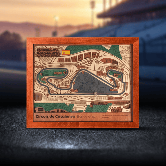 FORMULA 1 CIRCUIT DE BARCELONA - CATALUNYA 3D WOOD MAP - ZeWood