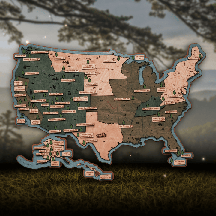 NATIONAL PARKS 3D WOOD POSTER
