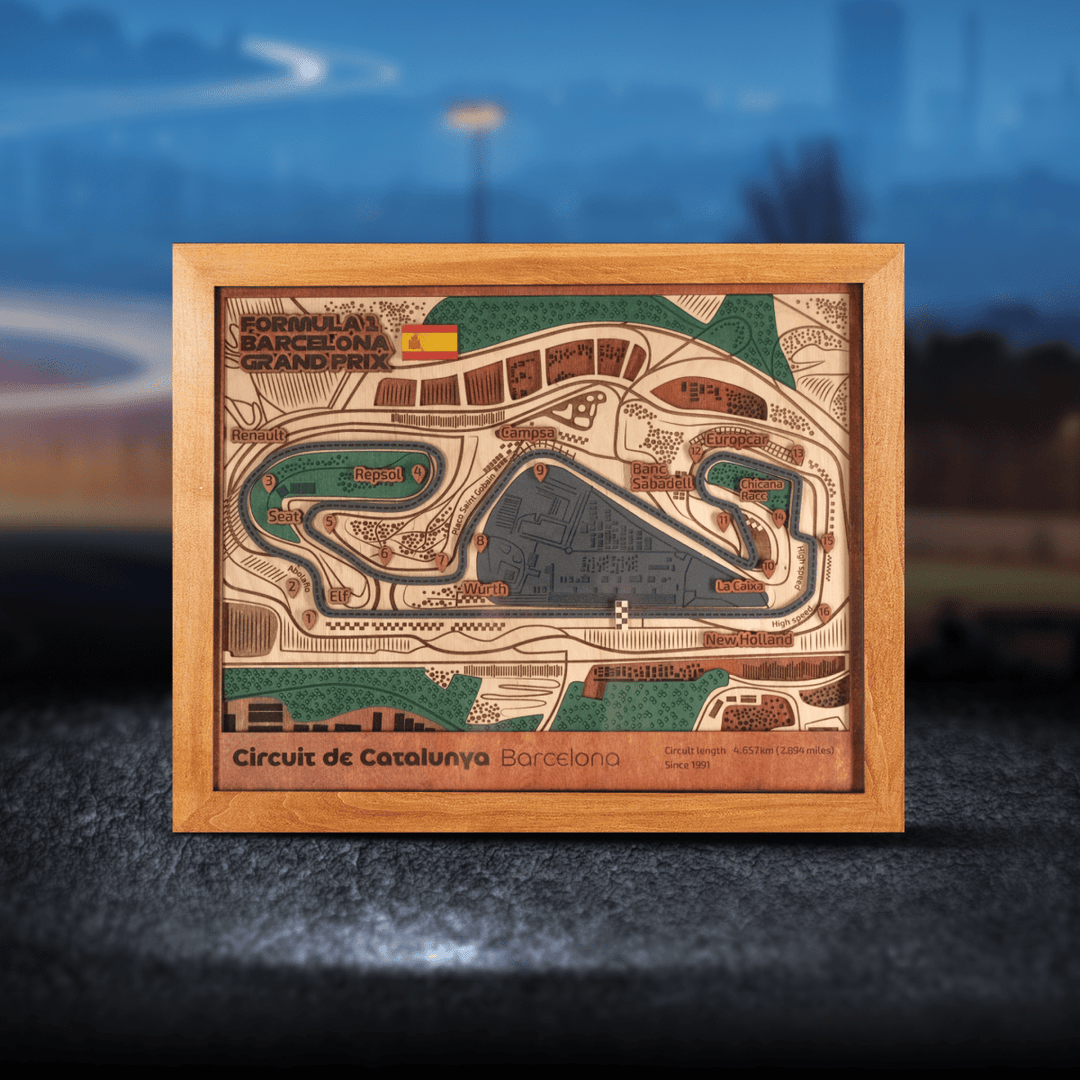 FORMULA 1 CIRCUIT DE BARCELONA - CATALUNYA 3D WOOD MAP - ZeWood