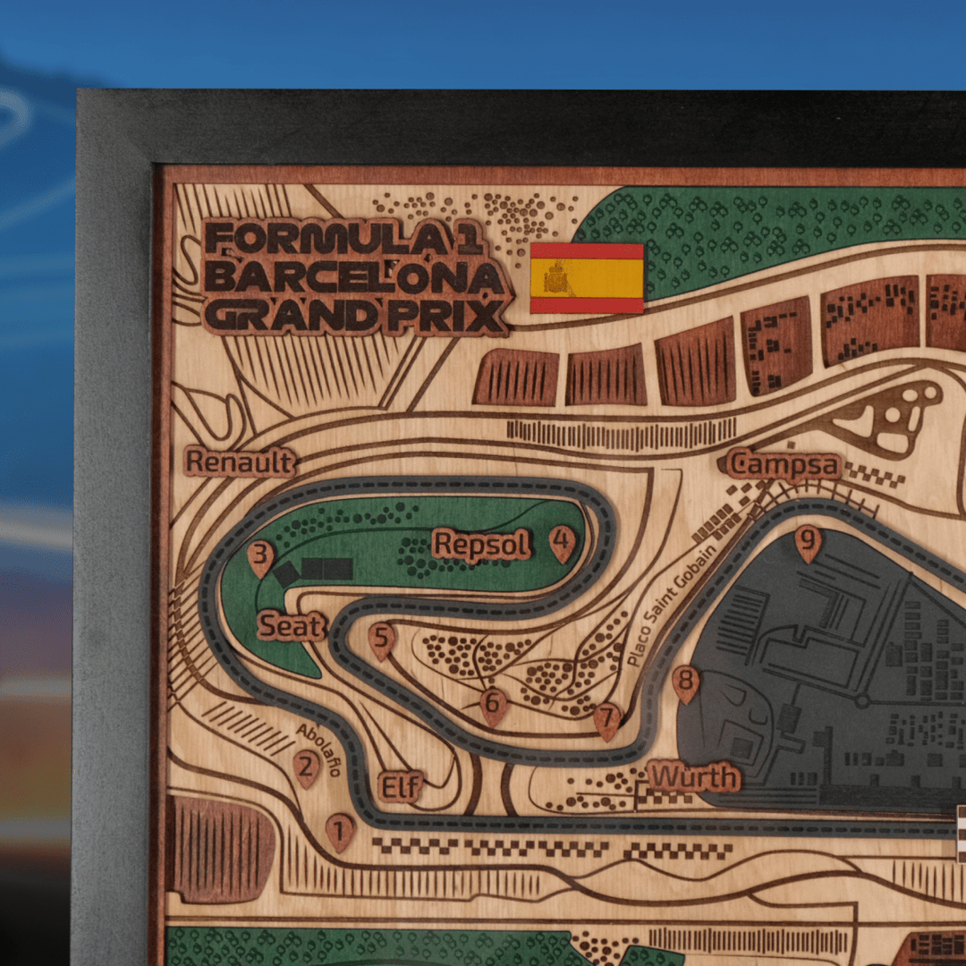 FORMULA 1 CIRCUIT DE BARCELONA - CATALUNYA 3D WOOD MAP - ZeWood