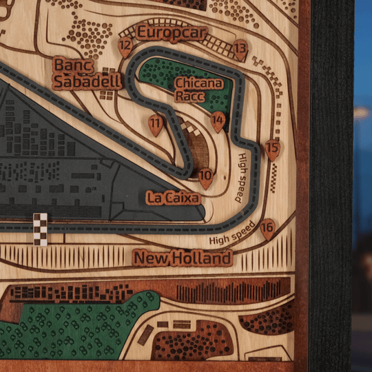 FORMULA 1 CIRCUIT DE BARCELONA - CATALUNYA 3D WOOD MAP - ZeWood