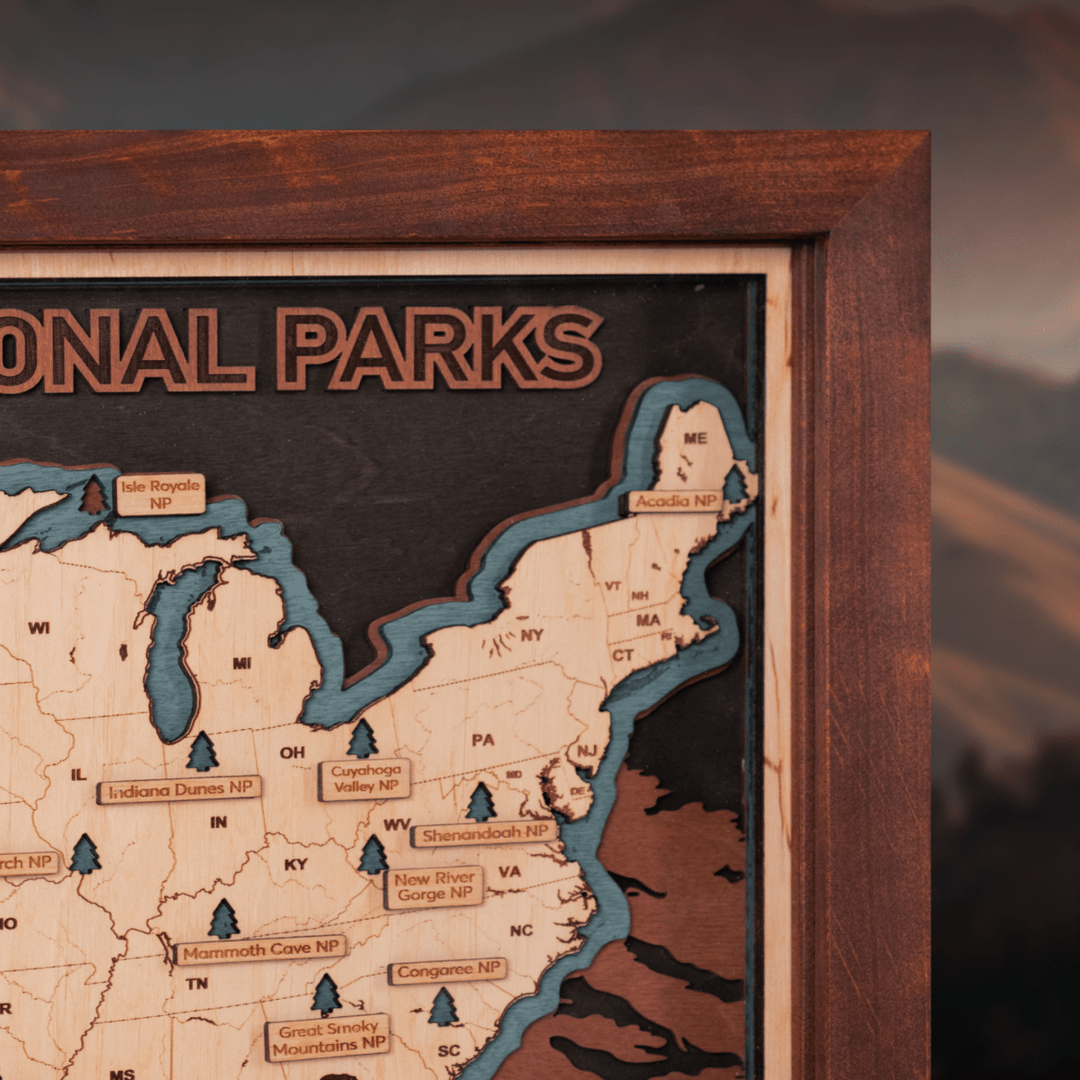 US 3D WOOD MAP OF NATIONAL PARKS - ZeWood