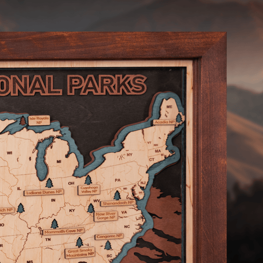 US 3D WOOD MAP OF NATIONAL PARKS - ZeWood