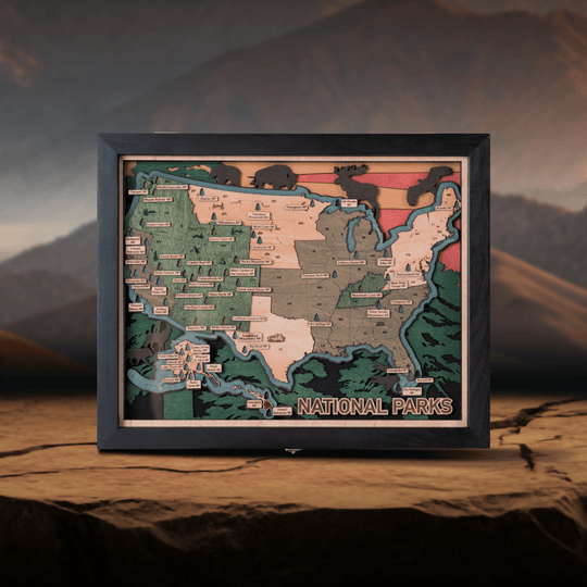 US 3D WOOD MAP OF NATIONAL PARKS - ZeWood