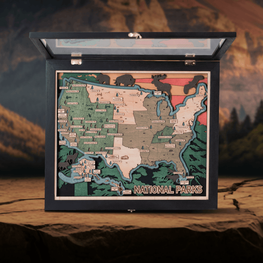 US 3D WOOD MAP OF NATIONAL PARKS - ZeWood