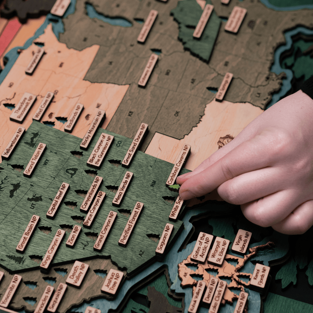 US 3D WOOD MAP OF NATIONAL PARKS - ZeWood