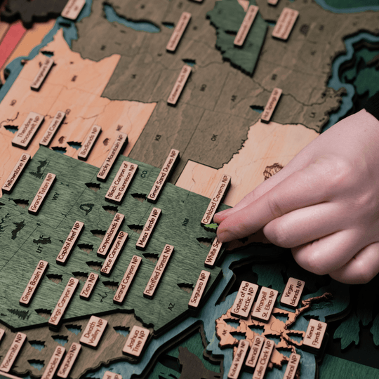 US 3D WOOD MAP OF NATIONAL PARKS - ZeWood