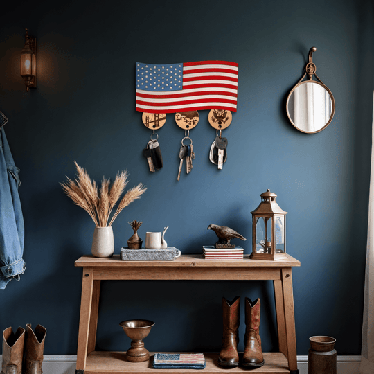 AMERICAN FLAG 3D WOOD KEY HOLDER - ZeWood