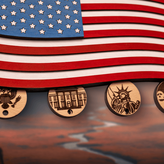 AMERICAN FLAG 3D WOOD KEY HOLDER - ZeWood