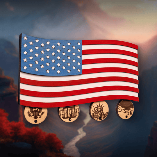 AMERICAN FLAG 3D WOOD KEY HOLDER - ZeWood