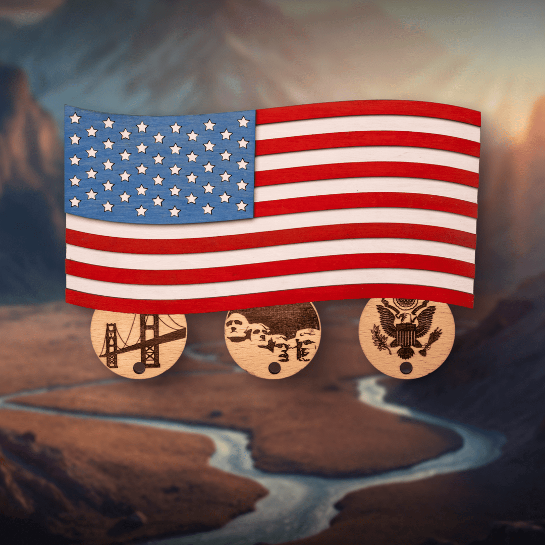 AMERICAN FLAG 3D WOOD KEY HOLDER - ZeWood
