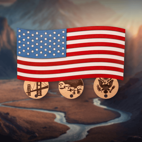 AMERICAN FLAG 3D WOOD KEY HOLDER - ZeWood