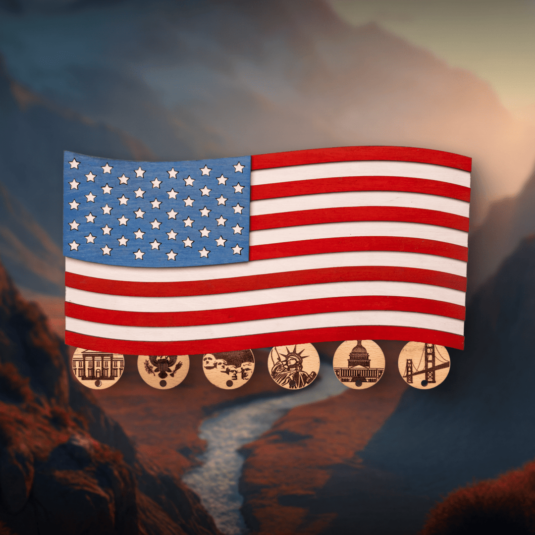 AMERICAN FLAG 3D WOOD KEY HOLDER - ZeWood