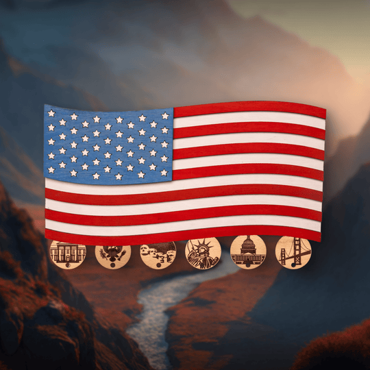 AMERICAN FLAG 3D WOOD KEY HOLDER - ZeWood
