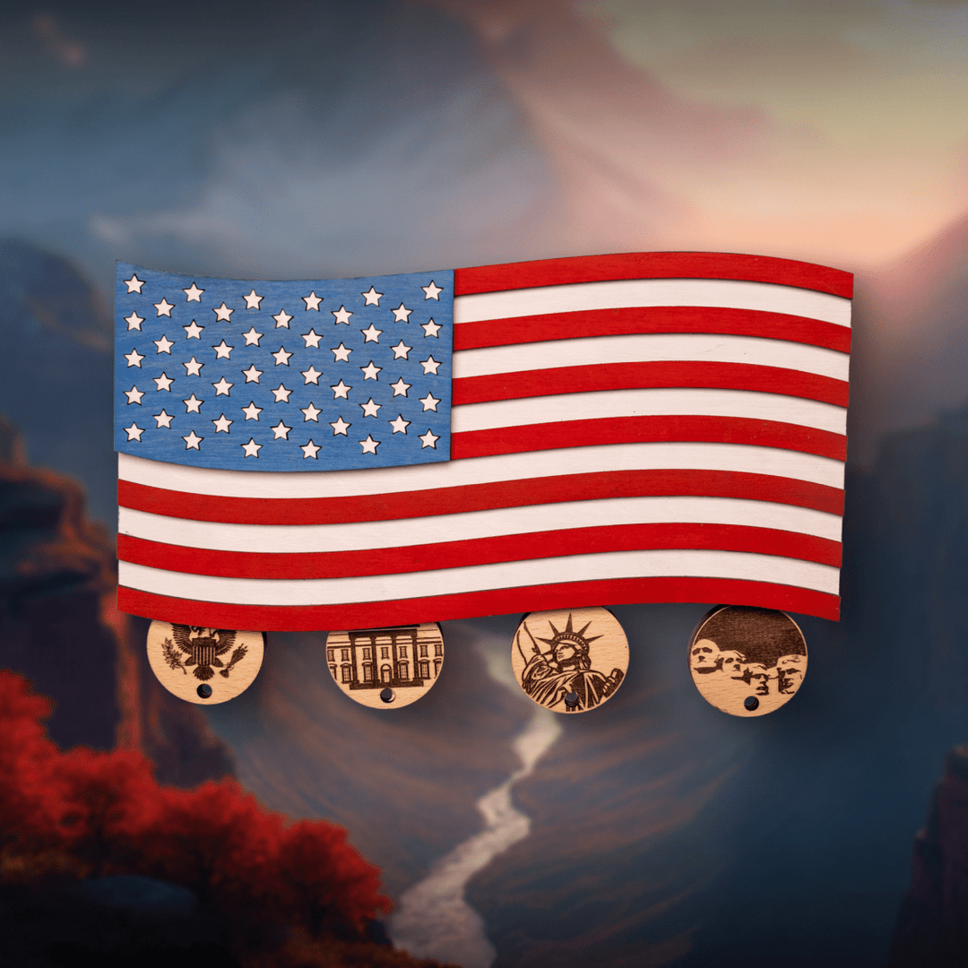 AMERICAN FLAG 3D WOOD KEY HOLDER - ZeWood