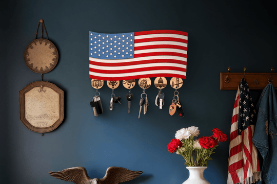 AMERICAN FLAG 3D WOOD KEY HOLDER - ZeWood
