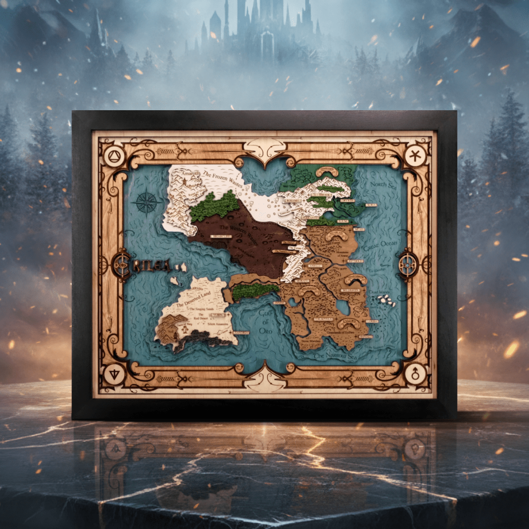 CUSTOM FANTASY 3D WOOD WORLD MAP - ZeWood