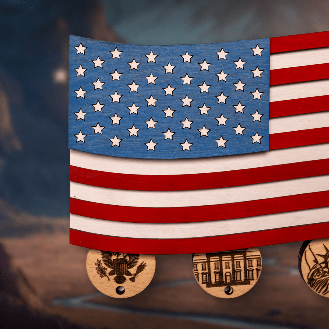 AMERICAN FLAG 3D WOOD KEY HOLDER - ZeWood
