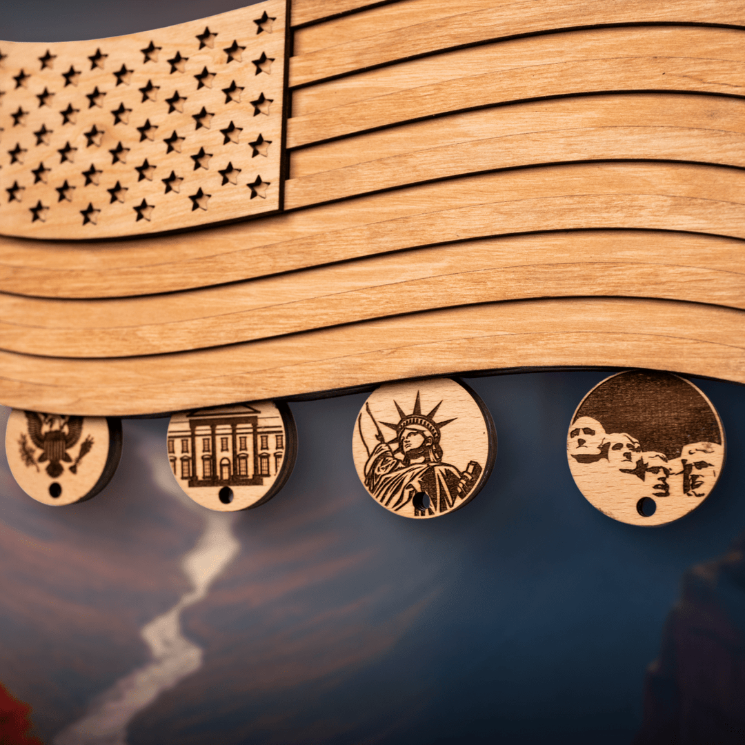 AMERICAN FLAG 3D WOOD KEY HOLDER - ZeWood