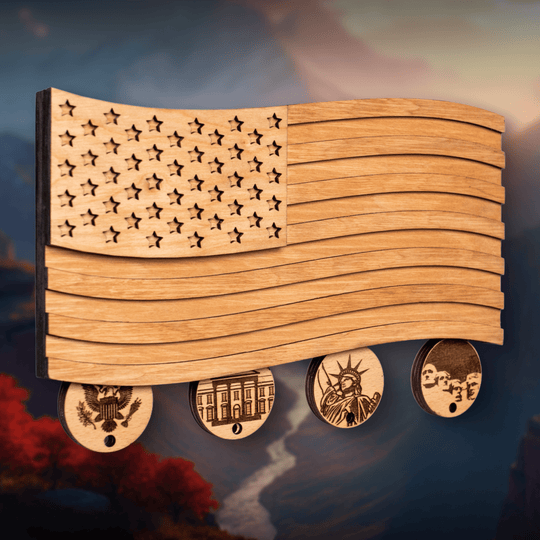 AMERICAN FLAG 3D WOOD KEY HOLDER - ZeWood