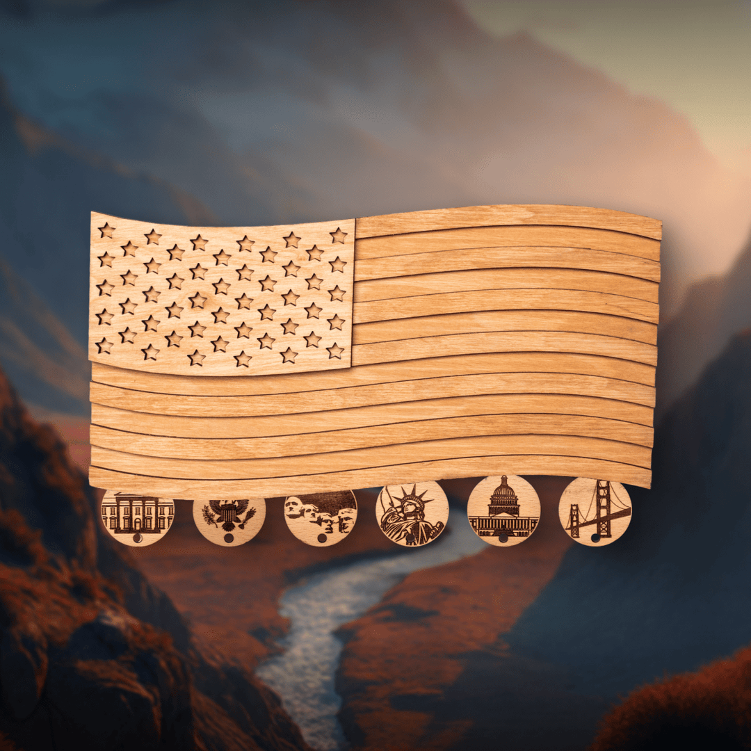 AMERICAN FLAG 3D WOOD KEY HOLDER - ZeWood