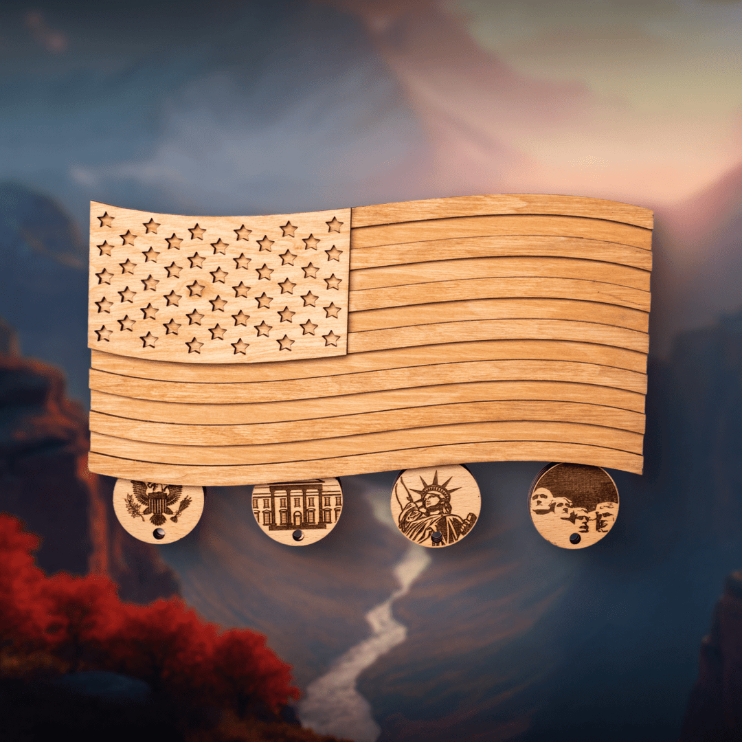 AMERICAN FLAG 3D WOOD KEY HOLDER - ZeWood
