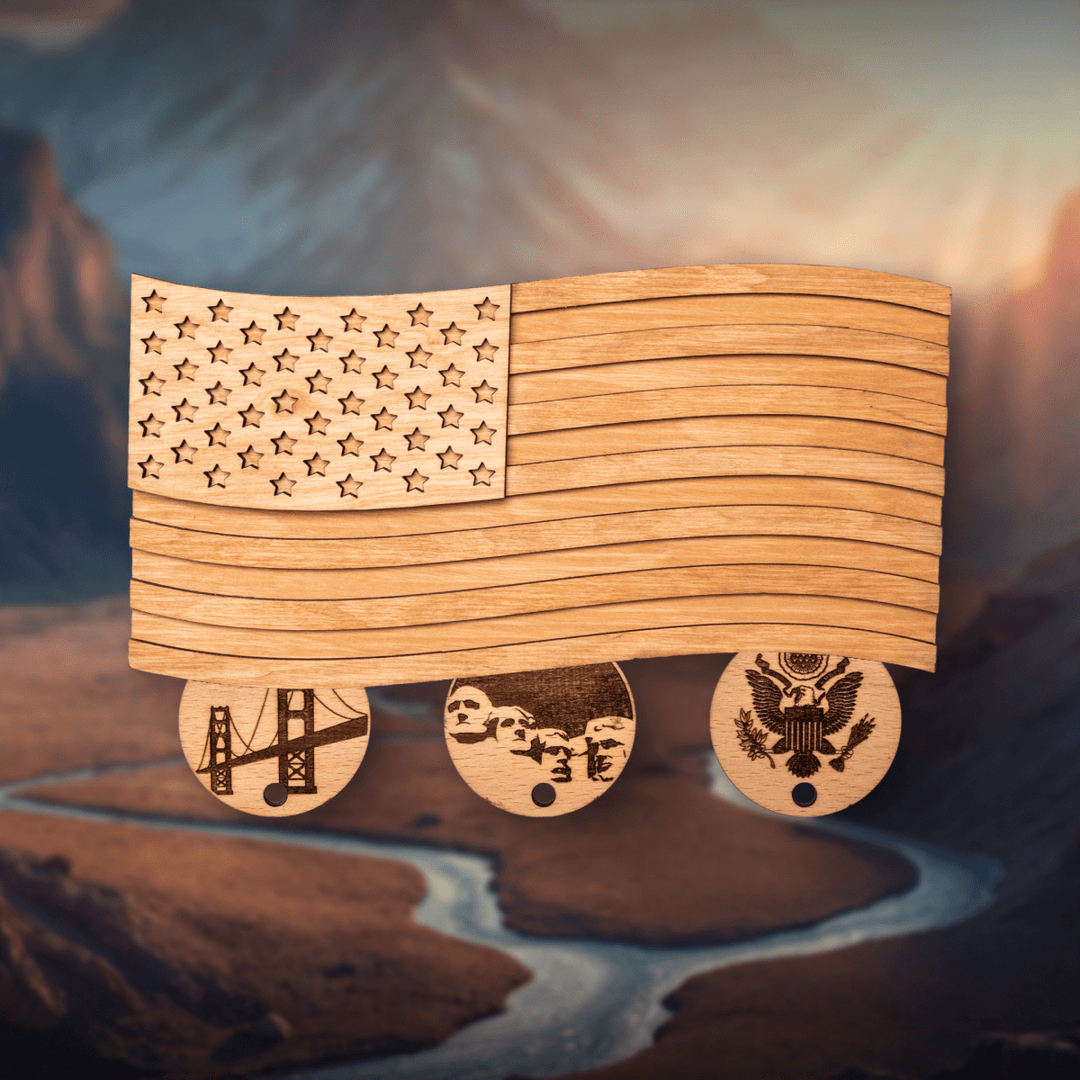 AMERICAN FLAG 3D WOOD KEY HOLDER - ZeWood