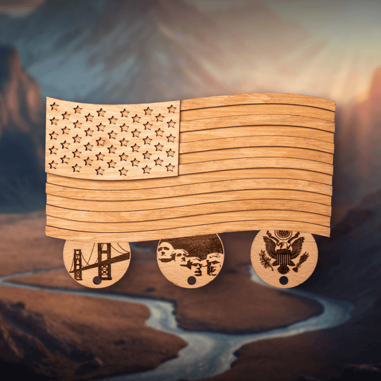 AMERICAN FLAG 3D WOOD KEY HOLDER - ZeWood
