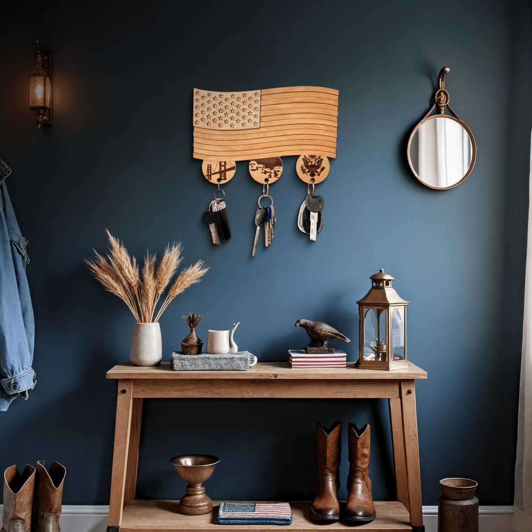 AMERICAN FLAG 3D WOOD KEY HOLDER - ZeWood