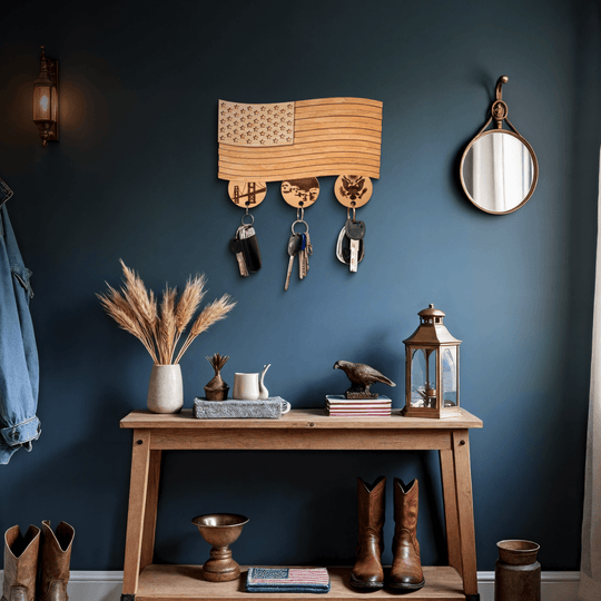 AMERICAN FLAG 3D WOOD KEY HOLDER - ZeWood