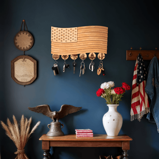 AMERICAN FLAG 3D WOOD KEY HOLDER - ZeWood