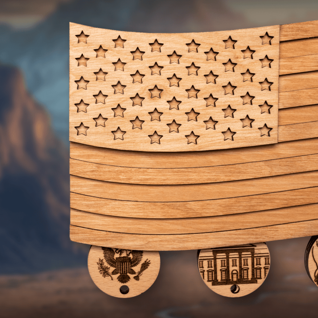 AMERICAN FLAG 3D WOOD KEY HOLDER - ZeWood