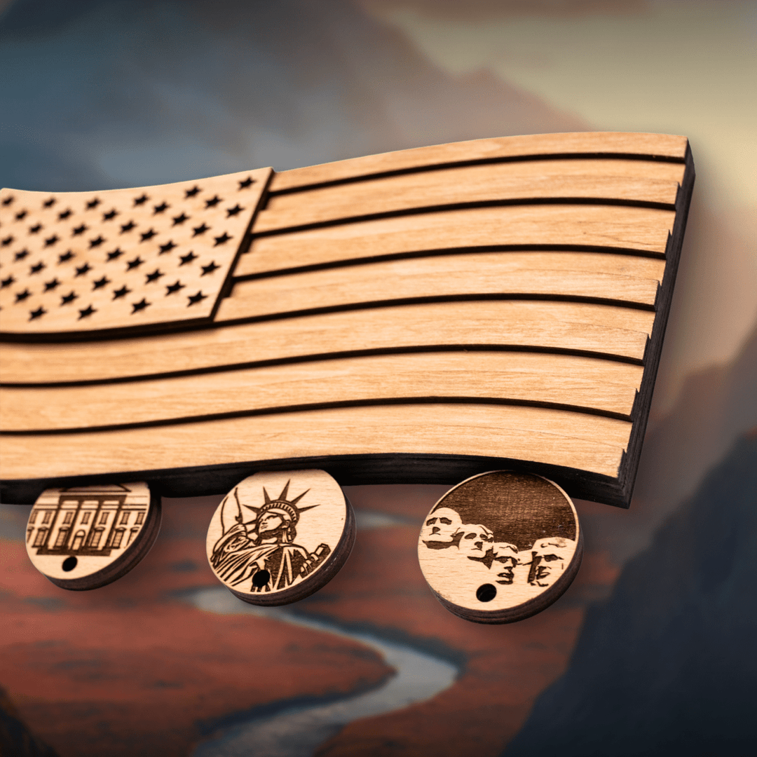 AMERICAN FLAG 3D WOOD KEY HOLDER - ZeWood