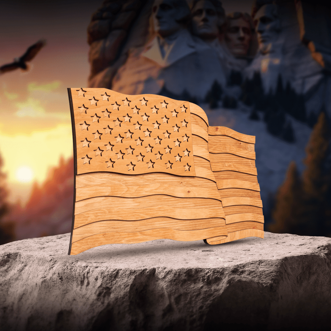 USA FLAG 3D WOOD WALL POSTER - ZeWood