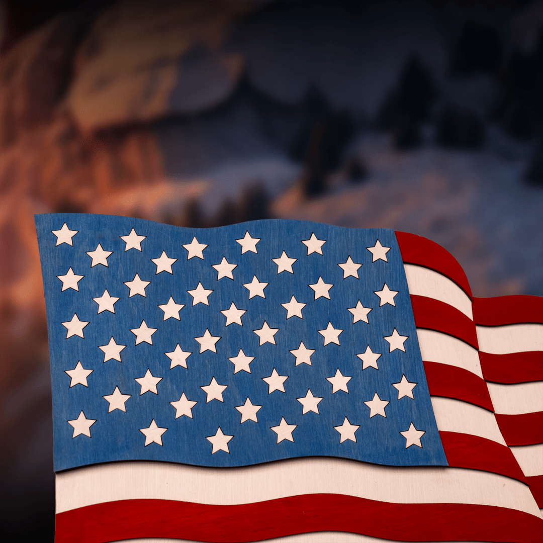 USA FLAG 3D WOOD WALL POSTER - ZeWood