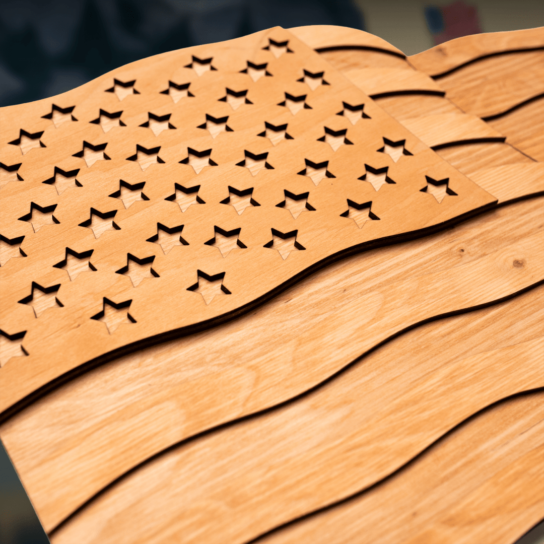 USA FLAG 3D WOOD WALL POSTER - ZeWood