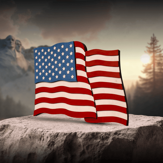 USA FLAG 3D WOOD WALL POSTER - ZeWood