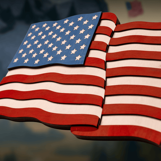 USA FLAG 3D WOOD WALL POSTER - ZeWood