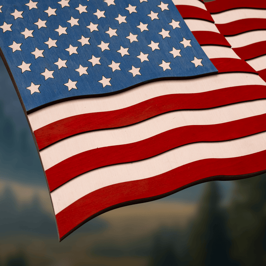 USA FLAG 3D WOOD WALL POSTER - ZeWood