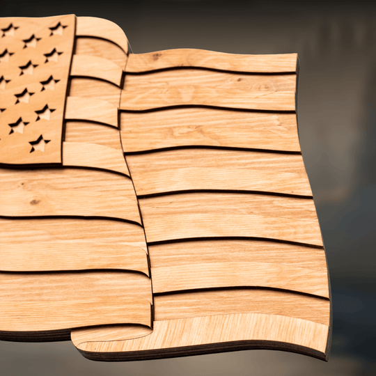 USA FLAG 3D WOOD WALL POSTER - ZeWood