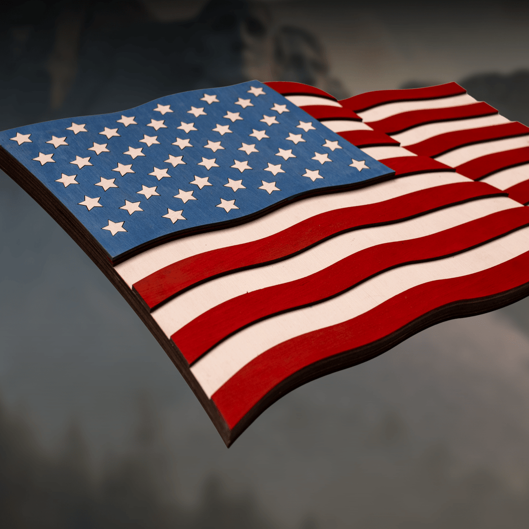 USA FLAG 3D WOOD WALL POSTER - ZeWood